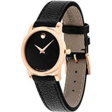 Movado Museum Classic Black Dial Black Leather Strap Watch For Women - 607061 Buy Now By Movado