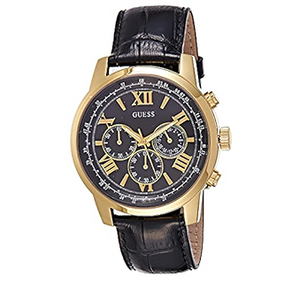 Guess Horizon Chronograph Quartz Black Dial Black Leather Strap Watch For Men - W0380G7 Buy Now By Guess