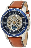 Fossil Grant Sport Automatic Skeleton Blue Dial Brown Leather Strap Watch for Men - ME3140 Buy Now By Fossil
