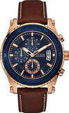 Guess Pinnacle Chronograph Quartz Blue Dial Brown Leather Strap Watch For Women - W0673G3 Buy Now By Guess