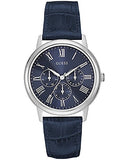 Guess Wafer Chronograph Quartz Blue Dial Blue Leather Strap Watch For Men - W0496G3 Buy Now By Guess