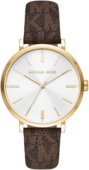 Michael Kors Addyson Three-Hand Silver Dial Brown Leather Strap Watch for Women - MK2945 Buy Now By Michael Kors