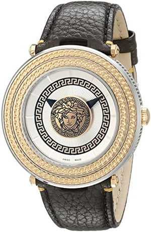 Versace V Metal Icon Quartz Silver Dial Brown Leather Strap Watch For Men - VQL010015 Buy Now By Versace