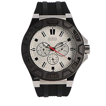 Guess Force Analog Quartz White Dial Black Rubber Strap Watch For Men - W0674G3 Buy Now By Guess