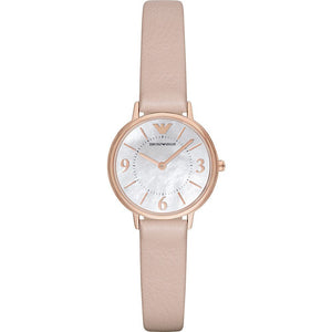Emporio Armani Kappa White Mother of Pearl Dial Pink Leather Strap Watch For Women - AR2512 Buy Now By Emporio Armani