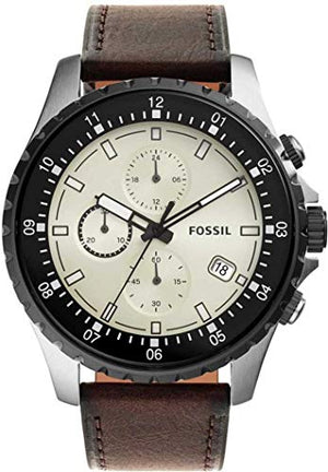 Fossil Dillinger Chronograph White Dial Brown Leather Strap Watch for Men - FS5674 Buy Now By Fossil