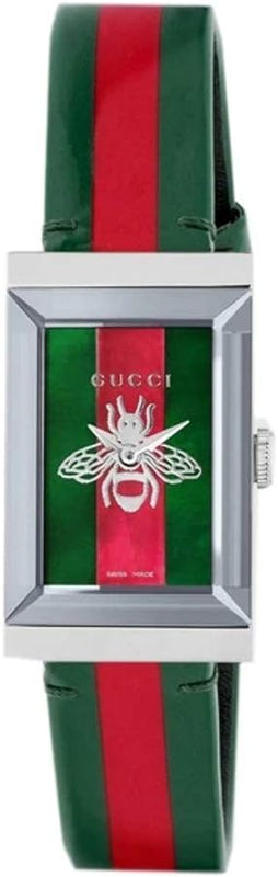 Gucci G Frame Quartz Green & Red Mother of Pearl Dial Multicolor Leather Strap Watch For Women - YA147408 Buy Now By Gucci