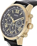 Guess Horizon Chronograph Quartz Black Dial Black Leather Strap Watch For Men - W0380G7 Buy Now By Guess