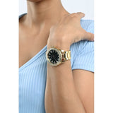 Guess Sparkler Diamonds Black Dial Gold Steel Strap Watch for Women - GW0111L2 Buy Now By Guess