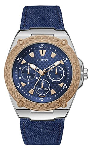 Guess Legacy Analog Blue Dial Blue Denim Strap Watch for Men - W1058G1 Buy Now By Guess