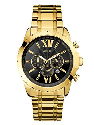 Guess Optic Multifunction Black Dial Gold Steel Strap Watch for Men - W0193G1 Buy Now By Guess