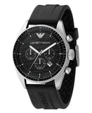 Emporio Armani Sportivo Chronograph Black Dial Black Rubber Strap Watch For Men - AR0527 Buy Now By Emporio Armani