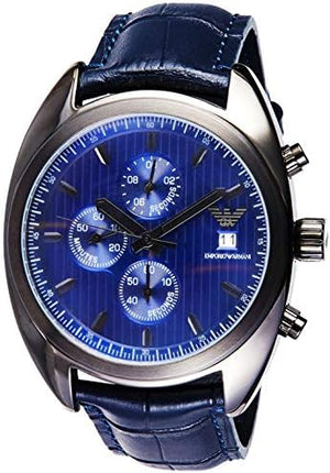 Emporio Armani Sportivo Chronograph Blue Dial Blue Leather Strap Watch For Men - AR6126 Buy Now By Emporio Armani