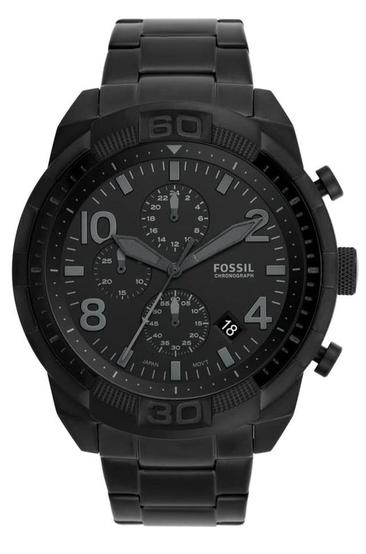 Fossil Bronson Chronograph Black Dial Black Steel Strap Watch for Men - FS5712 Buy Now By Fossil