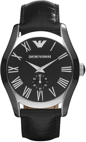 Emporio Armani Valente Black Dial Black Leather Strap Watch For Men - AR0643 Buy Now By Emporio Armani