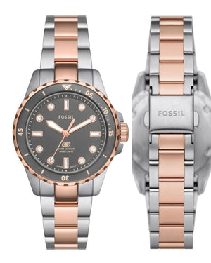 Fossil Blue Dive Three Hand Gray Dial Two Tone Steel Strap Watch For Women - ES5348 Buy Now By Fossil