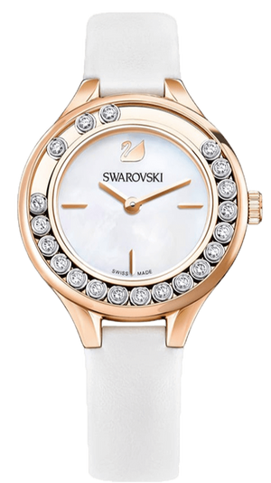 Swarovski Lovely Crystals Mother of Pearl Dial White Leather Strap Watch for Women - 5242904 Buy Now By Swarovski