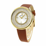 Swarovski Crystalline Pure White Dial Brown Leather Strap Watch for Women - 5275040 Buy Now By Swarovski