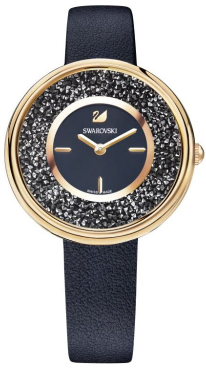 Swarovski Crystalline Pure Black Dial Black Leather Strap Watch for Women - 5275043 Buy Now By Swarovski