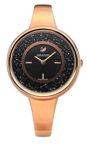 Swarovski Crystalline Pure Black Dial Rose Gold Steel Strap Watch for Women - 5295334 Buy Now By Swarovski