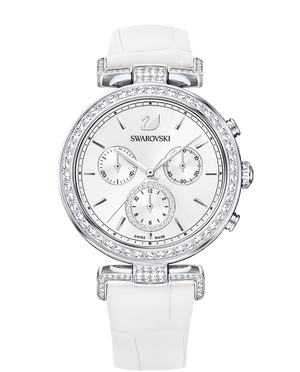Swarovski Era Journey Silver Dial White Leather Strap Watch for Women - 5295346 Buy Now By Swarovski