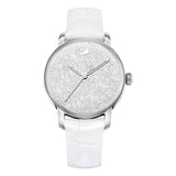 Swarovski Crystalline Hours Silver Dial White Leather Strap Watch for Women - 5295383 Buy Now By Swarovski