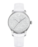 Swarovski Crystalline Hours Silver Dial White Leather Strap Watch for Women - 5295383 Buy Now By Swarovski