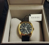 Gucci GG2570 Black Dial Black Leather Strap Watch For Men - YA142310 Buy Now By Gucci