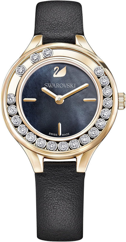 Swarovski Lovely Crystals Analog Black Dial Black Leather Strap Watch for Women - 5301877 Buy Now By Swarovski
