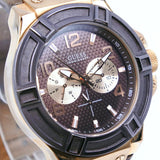 Guess Rigor Analog Brown Dial Brown Leather Strap Watch For Men - W0040G3 Buy Now By Guess