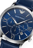 Emporio Armani Giovanni T Bar Chronograph Quartz Blue Dial Blue Leather Strap Watch For Men - AR11226 Buy Now By Emporio Armani