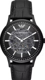 Emporio Armani Meccanico Automatic Black Dial Black Leather Strap Watch For Men - AR60042 Buy Now By Emporio Armani