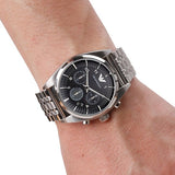 Emporio Armani Franco Black Dial Silver Steel Strap Watch For Men - AR0373 Buy Now By Emporio Armani