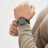 Emporio Armani Mario Chronograph Black Dial Black Leather Strap Watch For Men - AR11325 Buy Now By Emporio Armani