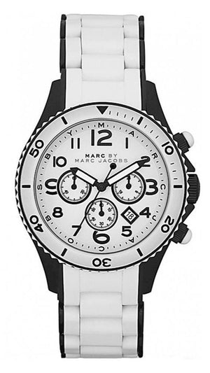 Marc Jacobs Rock Chronograph White Dial White Silicone Strap Watch for Women - MBM2574 Buy Now By Marc Jacobs