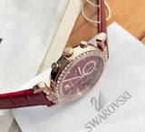 Swarovski Era Journey Red Dial Red Leather Strap Watch for Women - 5416701 Buy Now By Swarovski