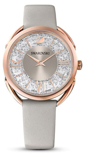Swarovski Crystalline Glam Silver Dial Grey Leather Strap Watch for Women - 5452455 Buy Now By Swarovski