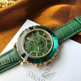 Swarovski Octea Lux Chrono Emerald Green Dial Green Leather Strap Watch for Women - 5452498 Buy Now By Swarovski