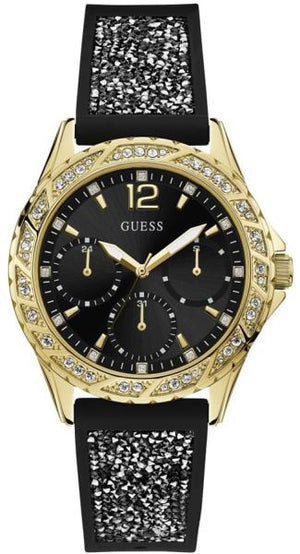 Guess Swirl Quartz Black Dial Black Silicone Strap Watch for Women - W1096L3 Buy Now By Guess