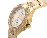 Guess Mini Prism Diamonds White Dial Gold Steel Strap Watch for Women - W15072L1 Buy Now By Guess