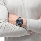 Diesel Mega Chief Chronograph Blue Dial Black Steel Strap Watch For Men - DZ4329 Buy Now By Diesel