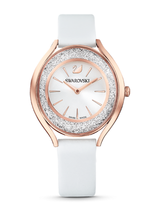 Swarovski Crystalline Aura Silver Dial White Leather Strap Watch for Women - 5519453 Buy Now By Swarovski