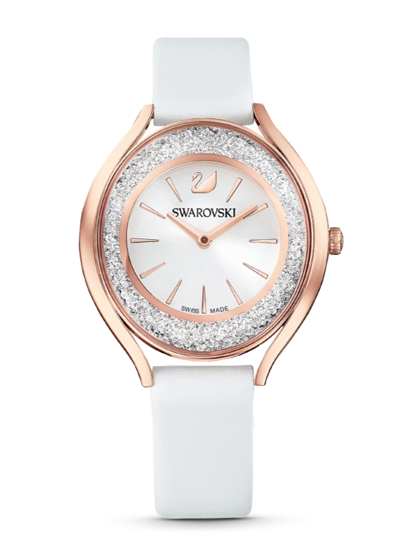 Swarovski Crystalline Aura Silver Dial White Leather Strap Watch for Women - 5519453 Buy Now By Swarovski