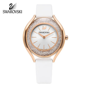 Swarovski Crystalline Aura Silver Dial White Leather Strap Watch for Women - 5519453 Buy Now By Swarovski