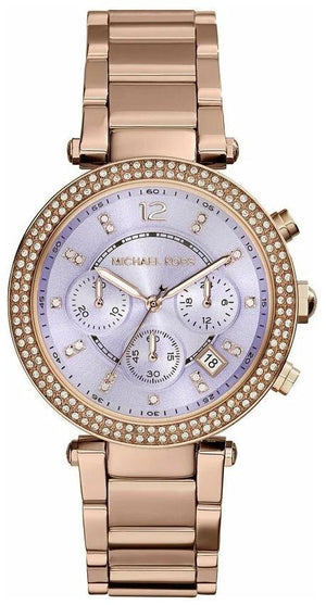 Michael Kors Parker Purple Dial Rose Gold Steel Strap Watch for Women - MK6169 Buy Now By Michael Kors