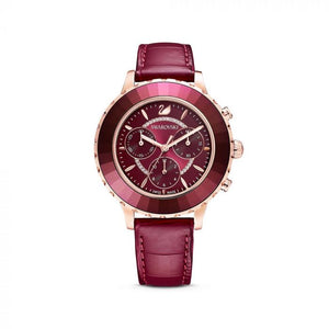 Swarovski Octea Lux Chrono Red Dial Red Leather Strap Watch for Women - 5547642 Buy Now By Swarovski