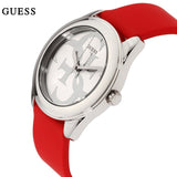 Guess G-Twist Silver Dial Red Rubber Strap Watch for Women - W0911L9 Buy Now By Guess