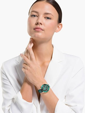 Swarovski Octea Lux Chrono Emerald Green Dial Green Leather Strap Watch for Women - 5452498 Buy Now By Swarovski