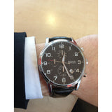 Hugo Boss Aeroliner Chronograph Quartz Black Dial Black Leather Strap Watch For Men - HB1512448 Buy Now By Hugo Boss