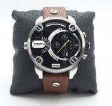 Diesel SBA Dual Time Black Dial Brown Leather Strap Watch For Men - DZ7264 Buy Now By Diesel